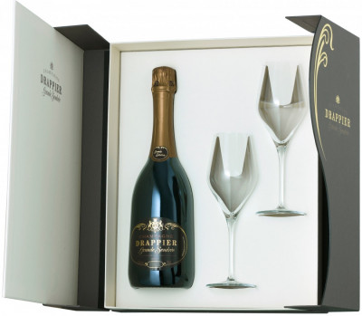 Шампань Драппье, "Гранд Сандре" Брют, в подарочной коробке с двумя бокалами