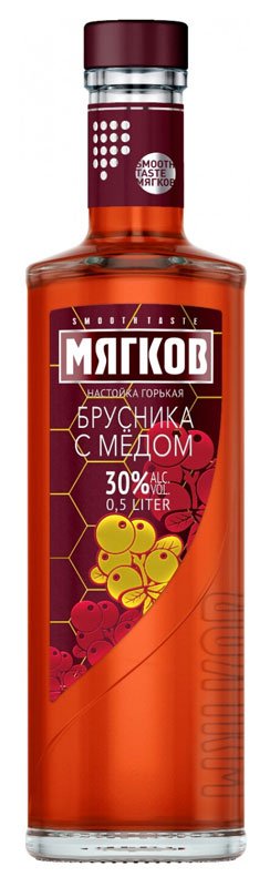 "Мягков" Брусника с Медом, настойка горькая - 0.5 л